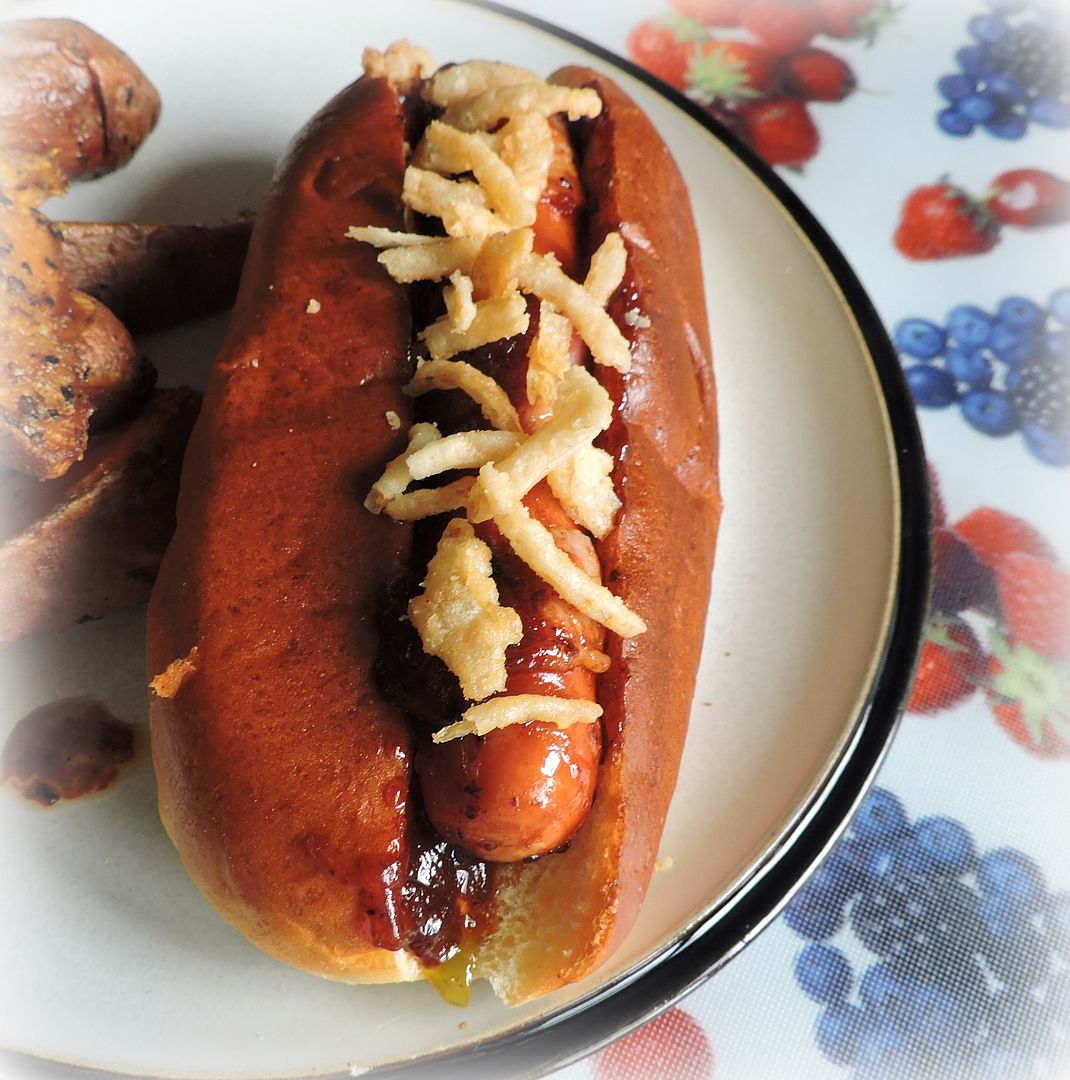 BBQ Bacon Dogs with Onion Strings The English Kitchen